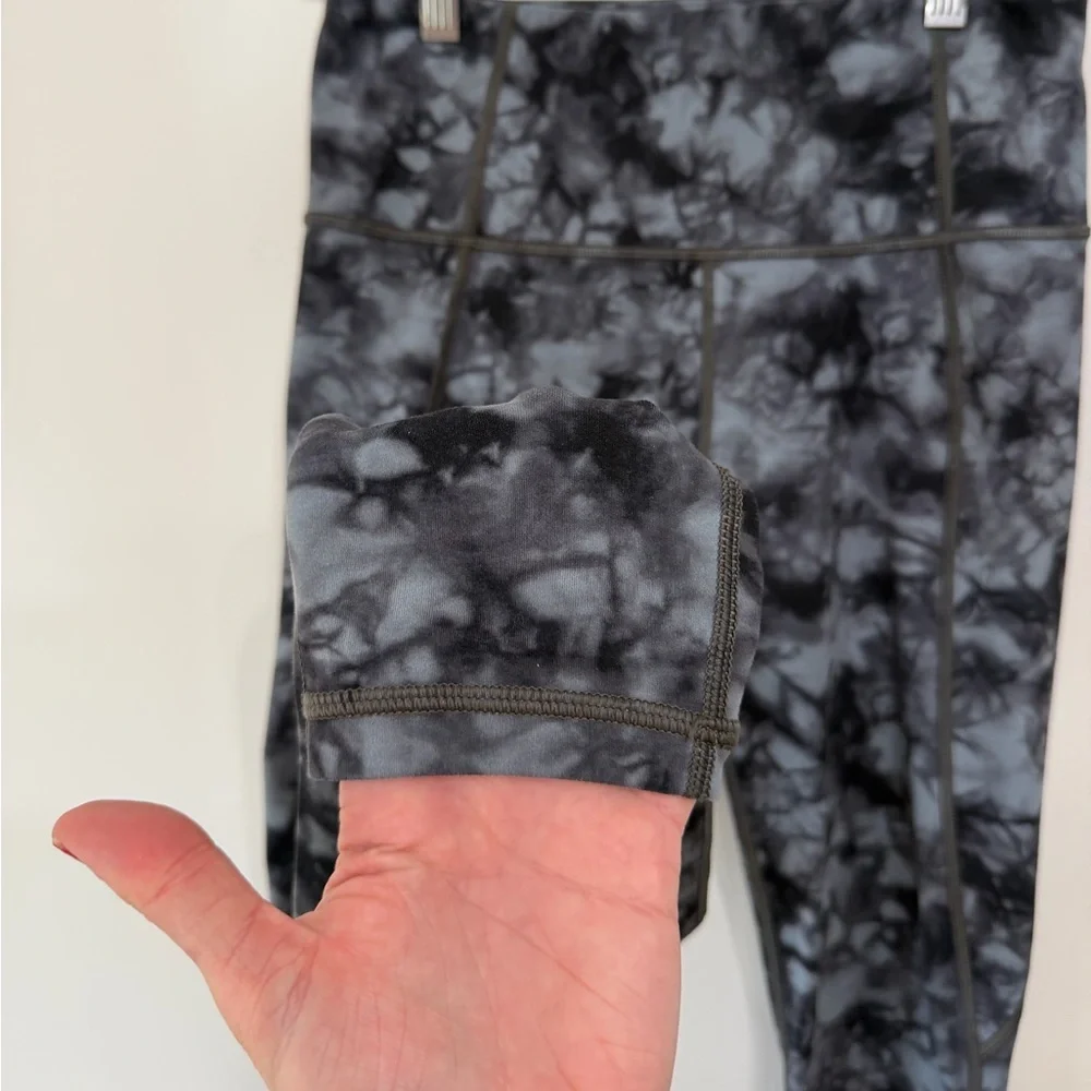 Athleta Powervita Salutation Leggings Grey Tie Dye Athletic Workout Women’s S